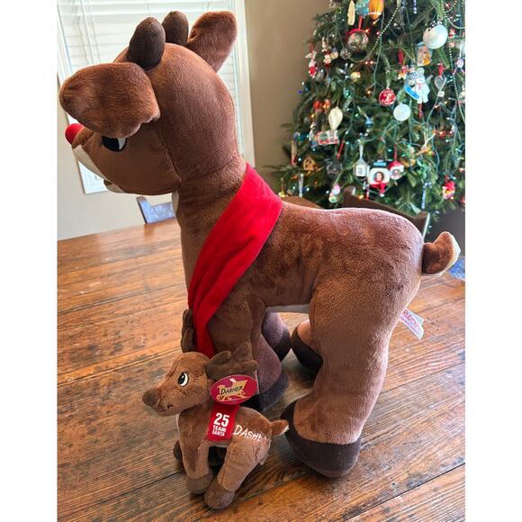 Pair of Dan Dee Reindeer Rudolph the Red-Nosed Large 24" and 9.5” Dasher - Picture 7 of 11